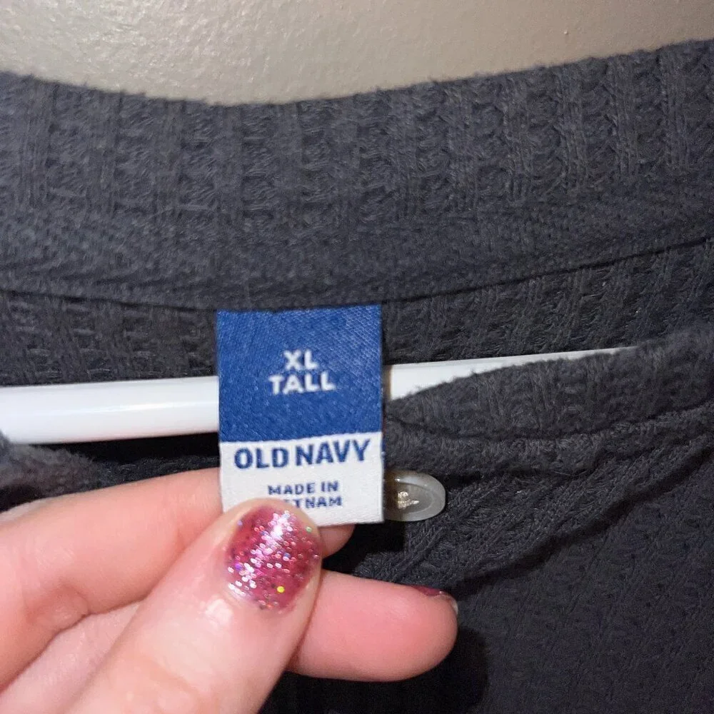 Old Navy Tall Long Sleeve Grey Henley - Picture 2 of 2